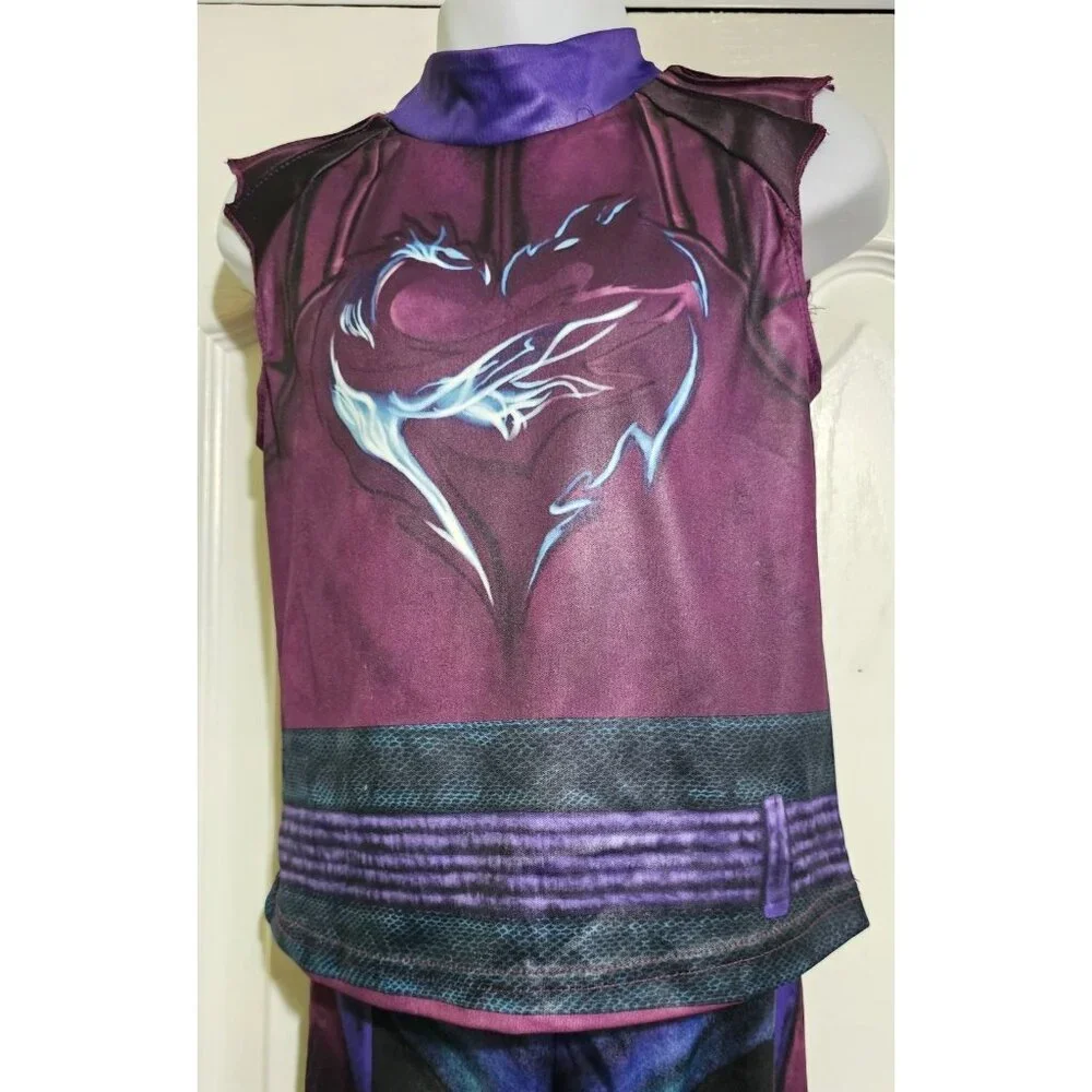 Disney Store Descendants Mal Costume Girls 4 Jacket Top Pants Gloves Halloween